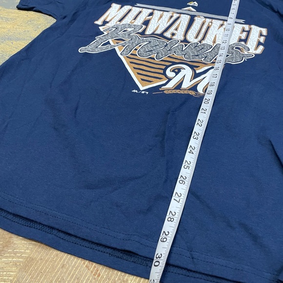 Majestic Milwaukee Brewers Shirt Navy MLB Retro Vintage Large - Picture 6 of 8